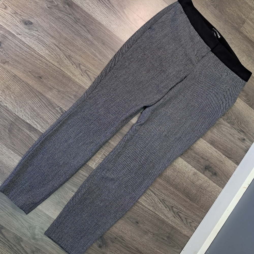 Express Pants Womens 0R Gray Columnist Straight Leg Polyester Blend